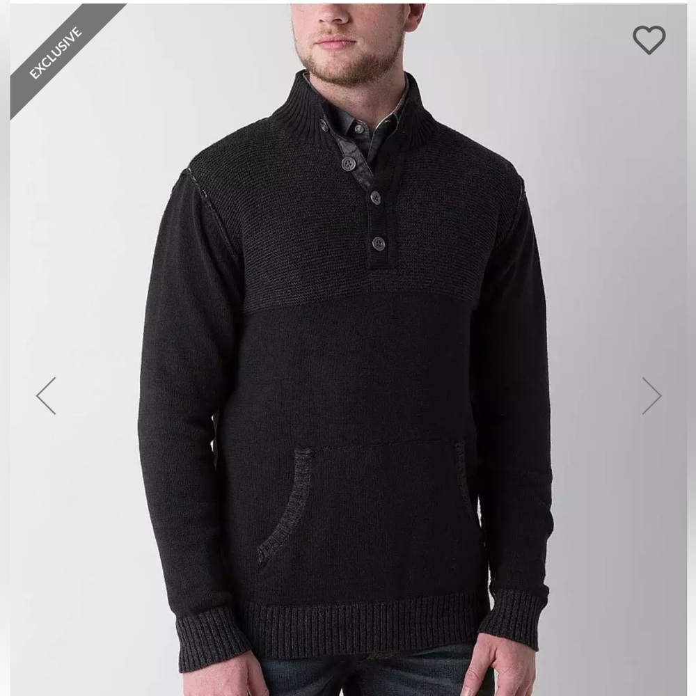 J.B. HOLT / BUCKLE TWO TONE GRAY LONG SLEEVE MOCKNECK BUTTON UP SWEATER SIZE M